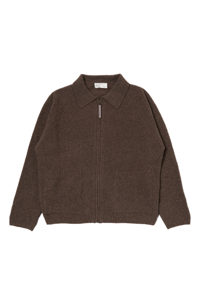 Eco Wool Zip Cardigan - Brown