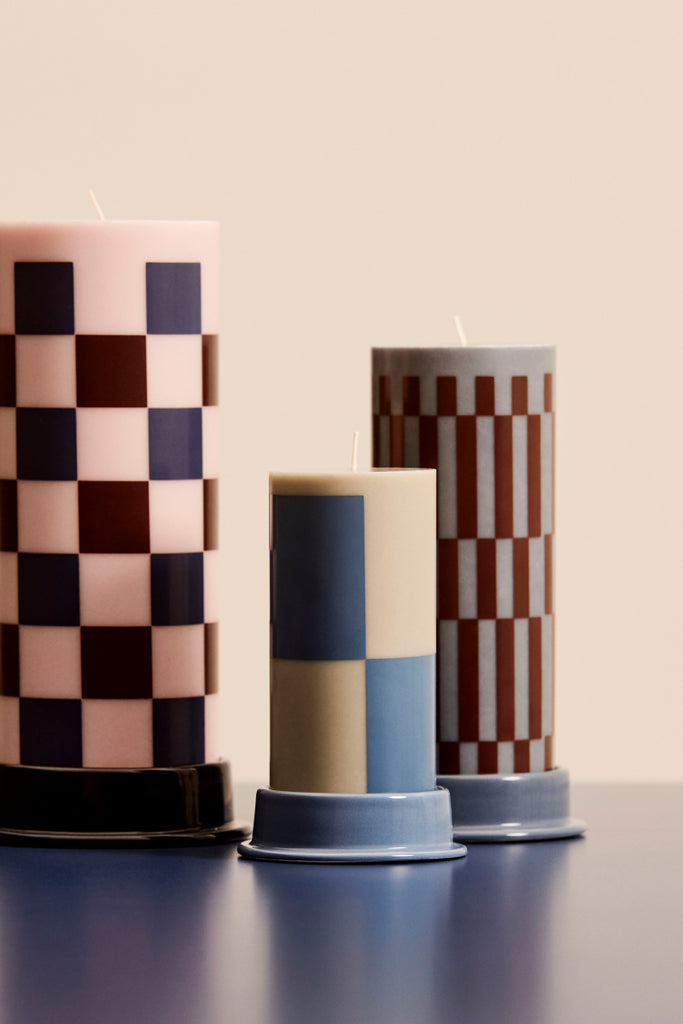 Column Candle Holder Medium - Dusty Blue