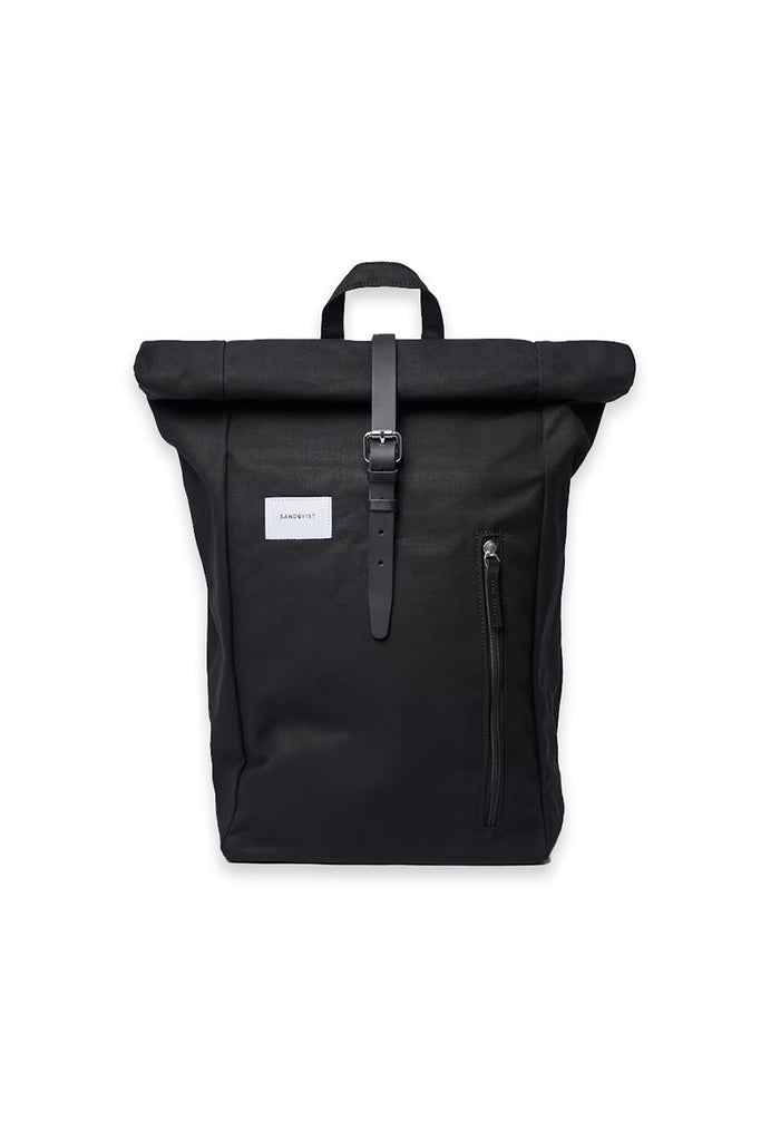 Dante Rolltop Backpack - Black with Black Leather