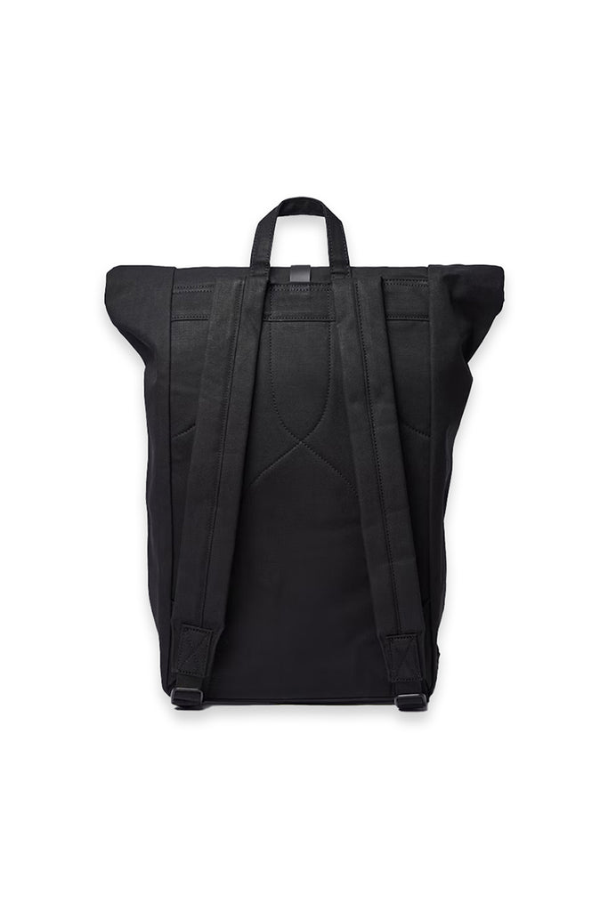 Dante Rolltop Backpack - Black with Black Leather