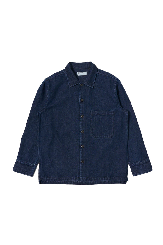 Indigo Work Denim Fatigue Shirt - Blue