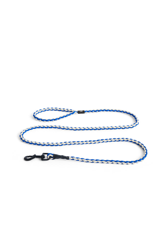 HAY Dogs Leash - Braided Blue, Off White