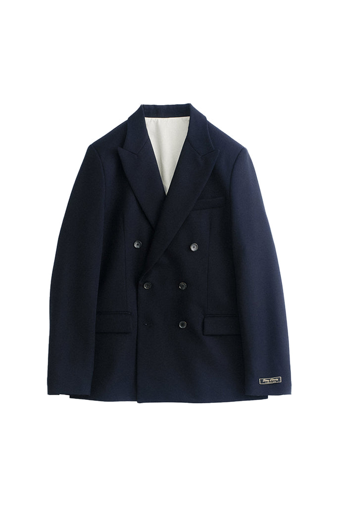 Double Breasted Peak Blazer - Navy