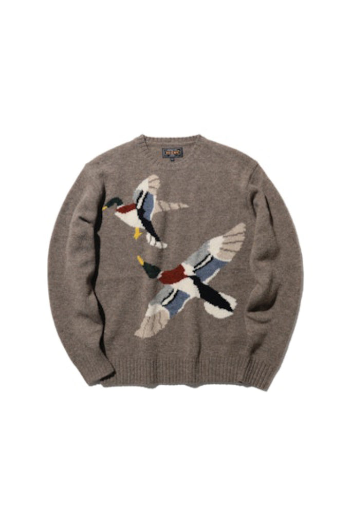 Crew Intarsia Duck Pattern - Beige