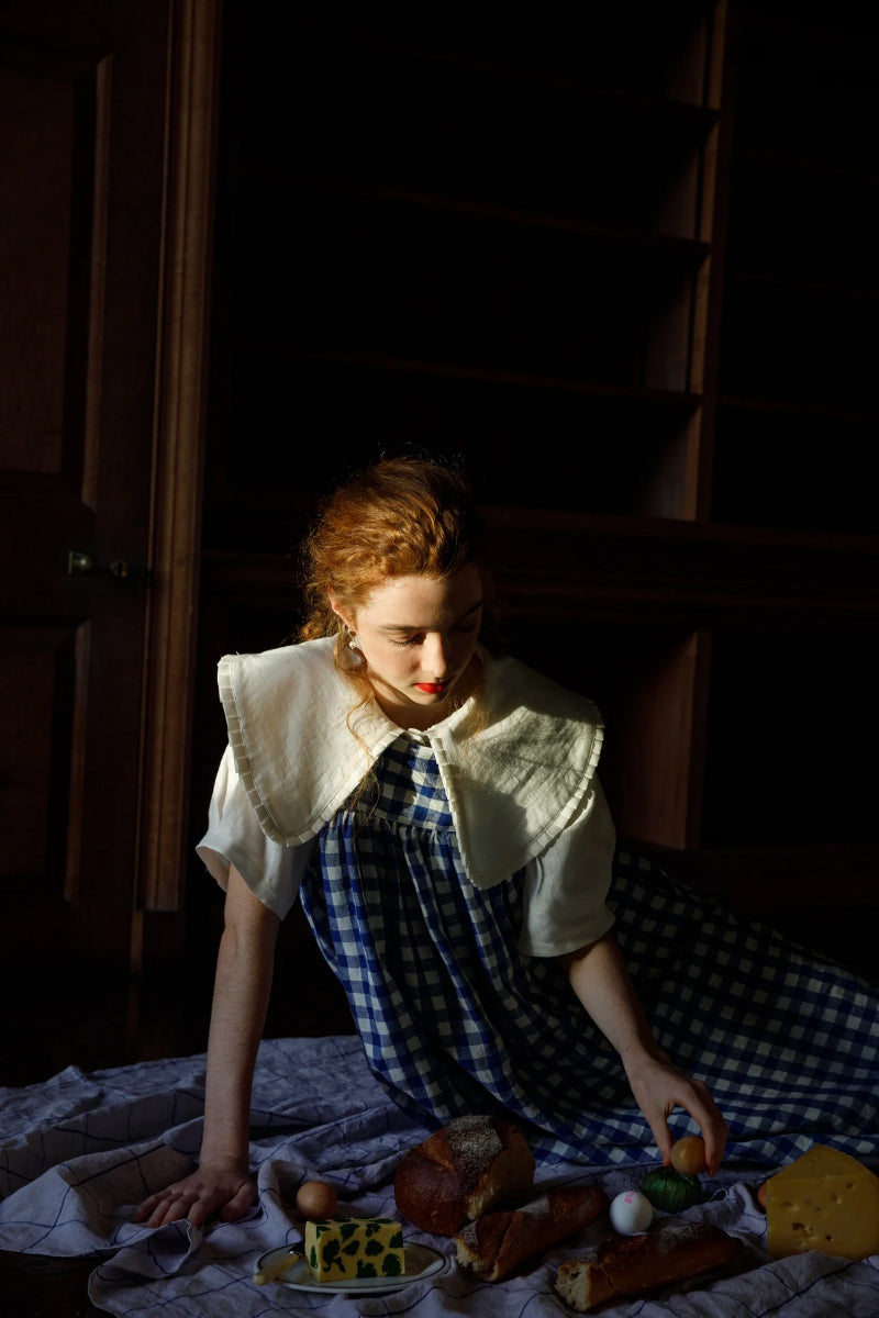 Ella Oversized Collar Short Sleeve Top  - Ivory