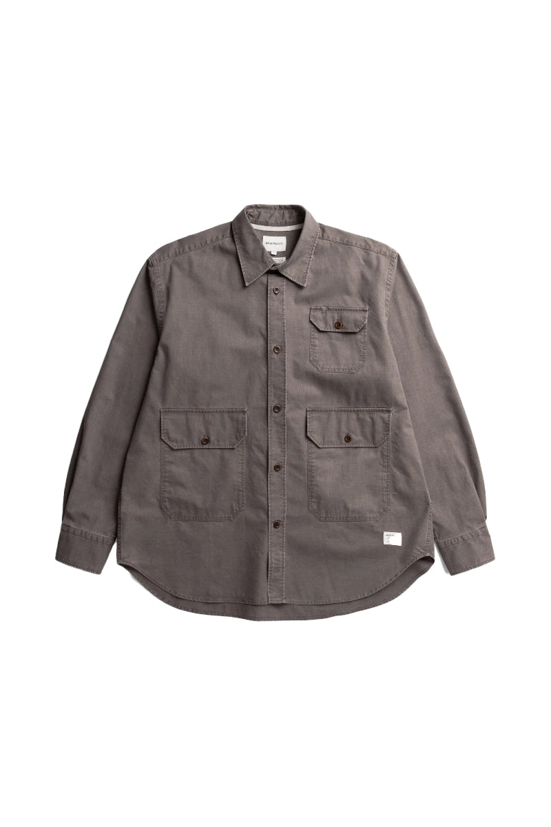 Espevik Faded Pigment Dyed Oversize Utility Shirt - Shale