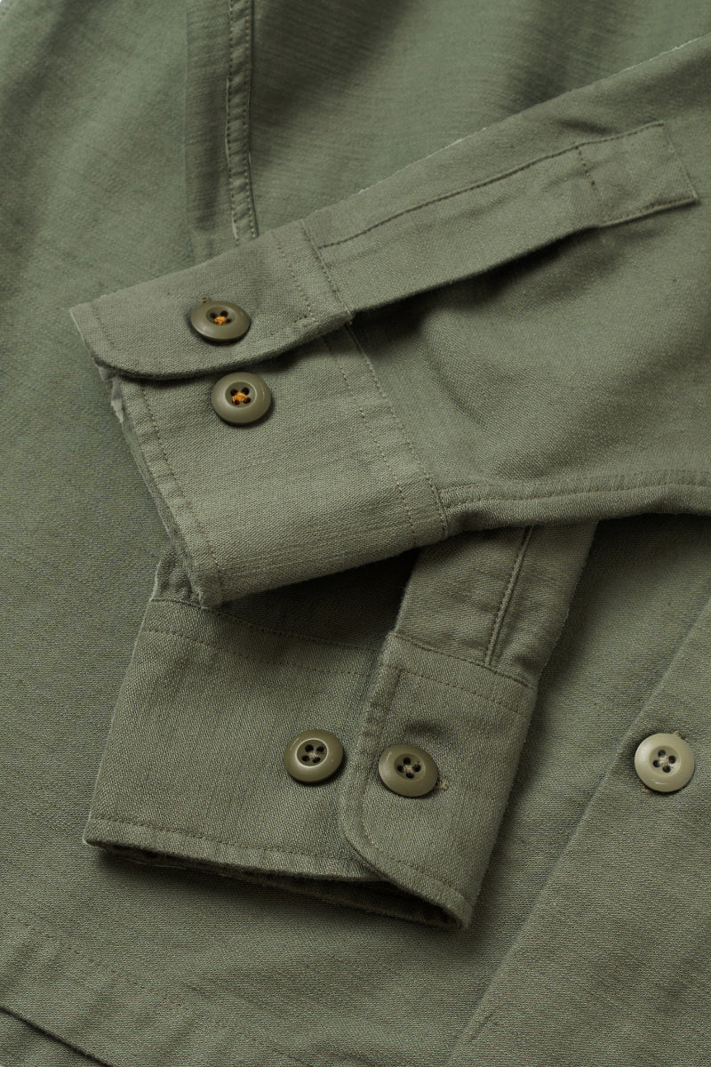 Slub Sateen Fatigue Shirt - Olive