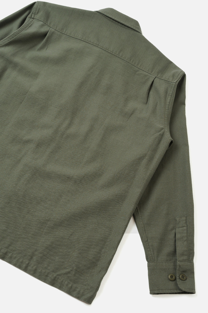 Slub Sateen Fatigue Shirt - Olive