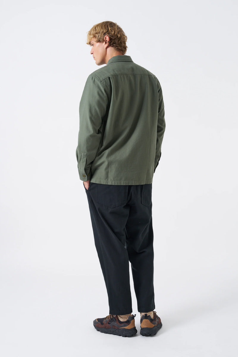 Slub Sateen Fatigue Shirt - Olive