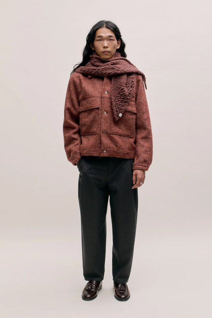 Folded Wide Trousers - Dark Brown Houndstooth