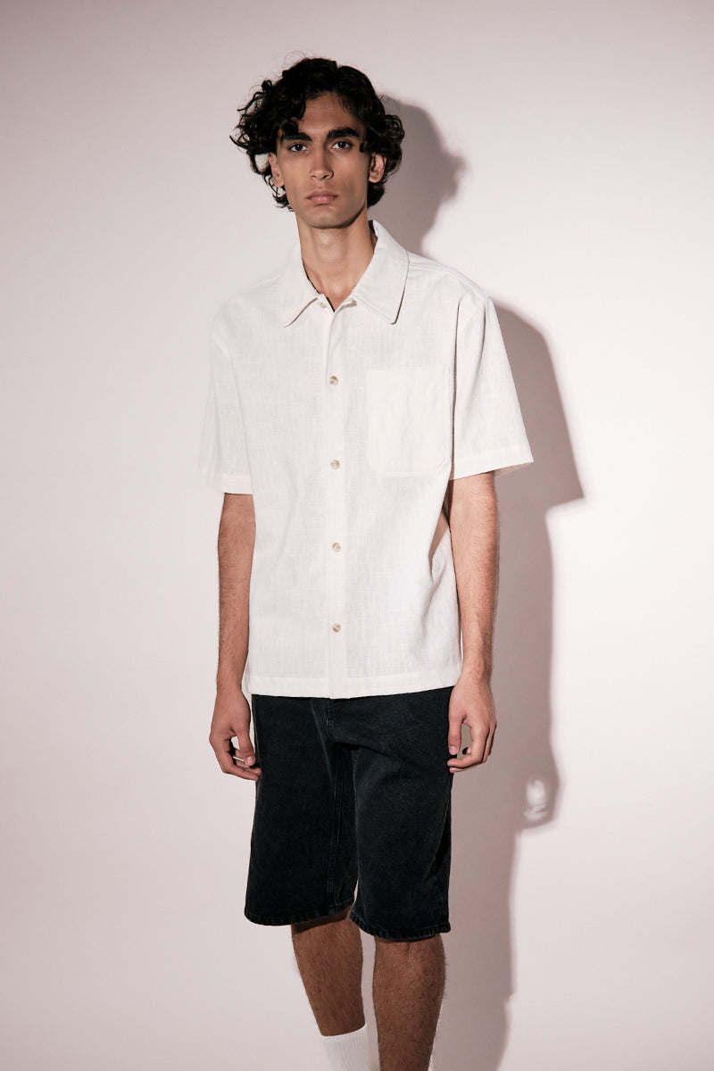 Frank Short Sleeve Shirt - Linen Cream