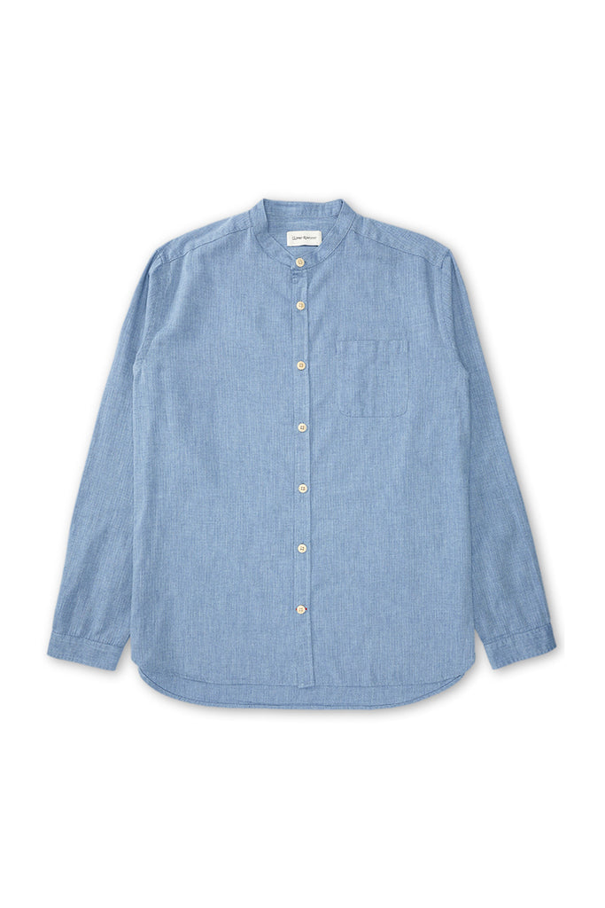 Grandad Herringbone Shirt - Wyatt Sky Blue