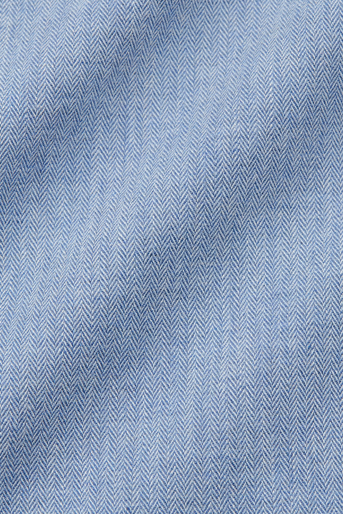 Grandad Herringbone Shirt - Wyatt Sky Blue