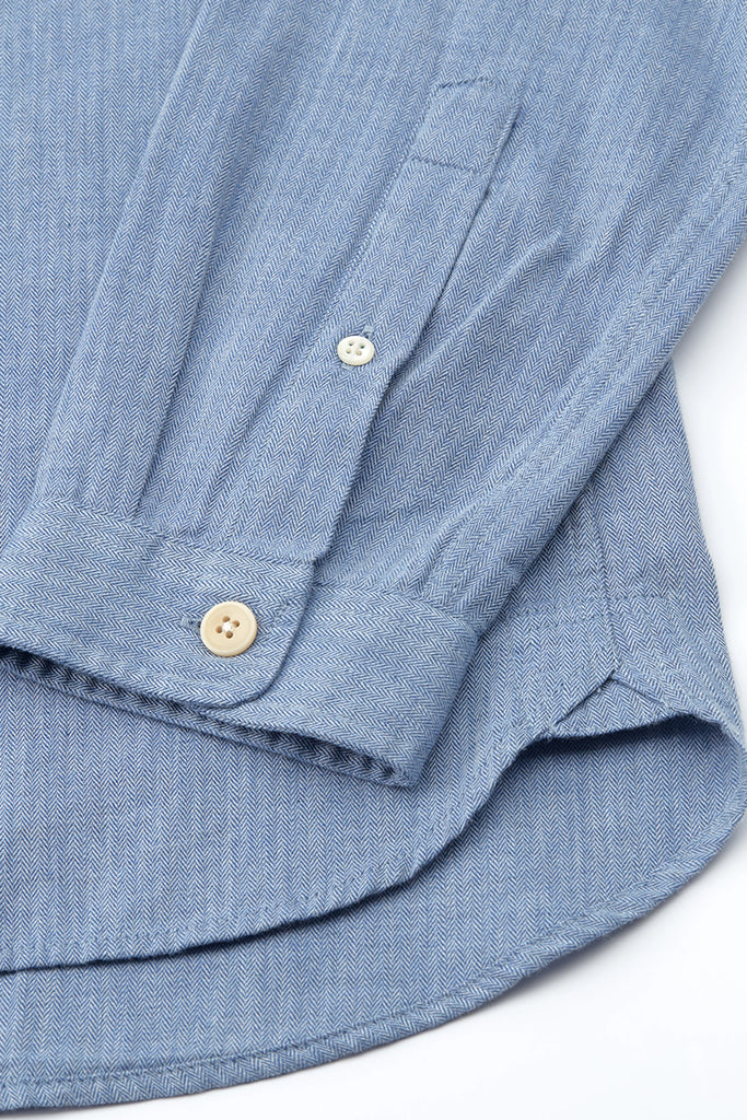 Grandad Herringbone Shirt - Wyatt Sky Blue