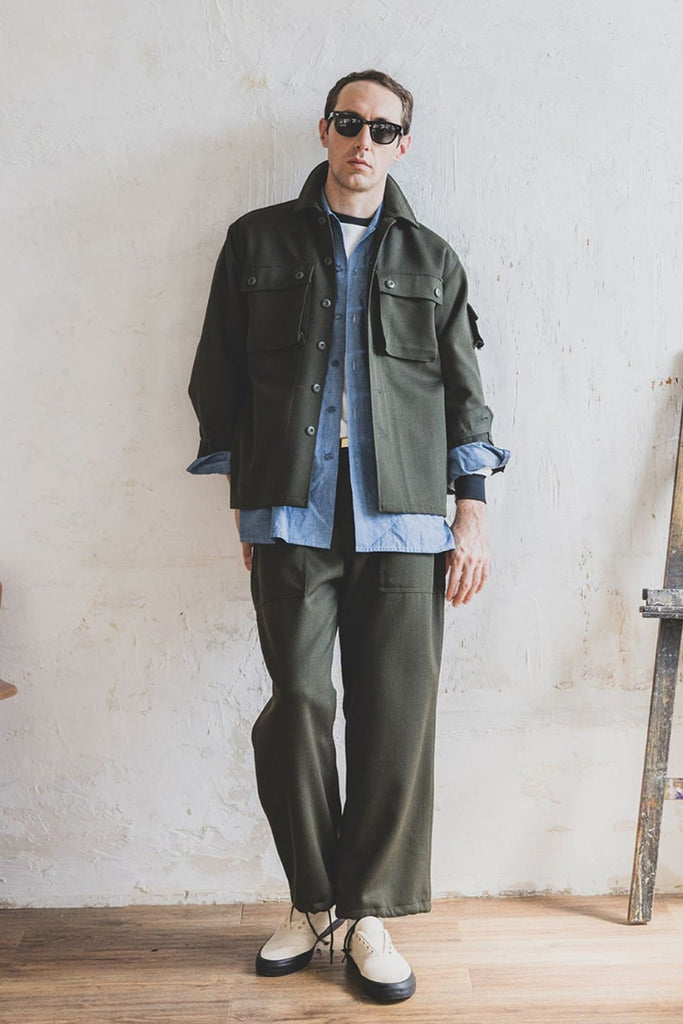 MIL Utility Trousers Wool Elastic Trouser - Green