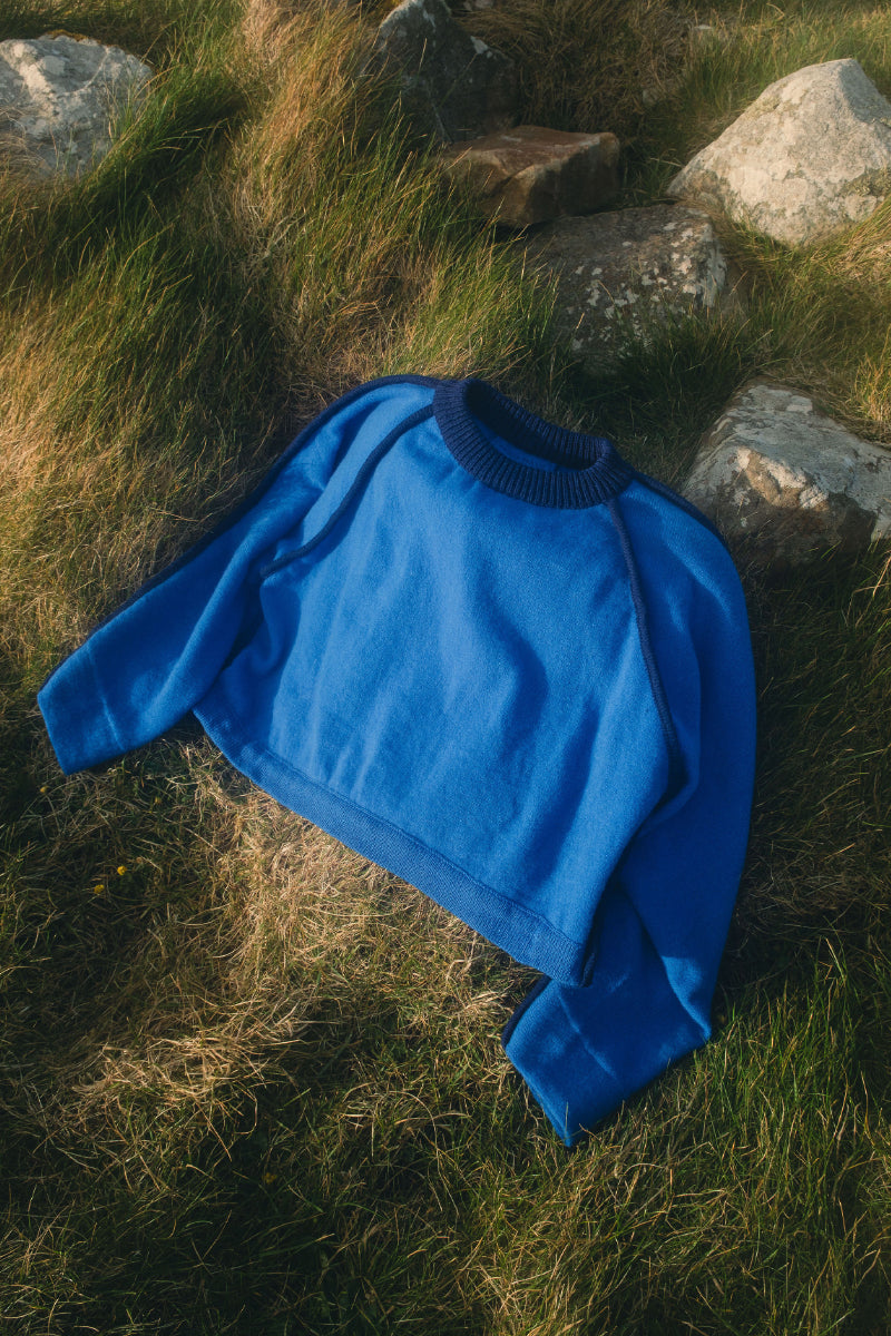 Anna Rave Cropped Lambswool Knit - Cobalt Blue