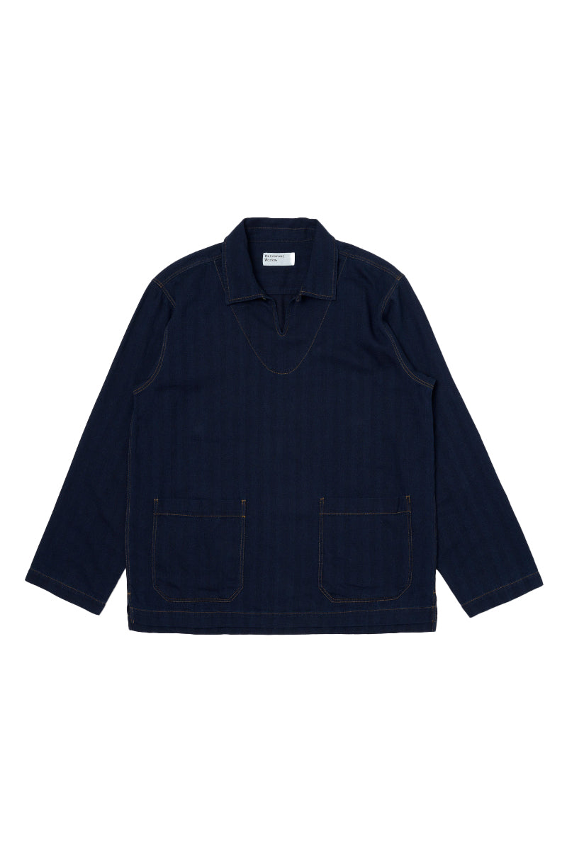 Herringbone Smock Overshirt - Indigo