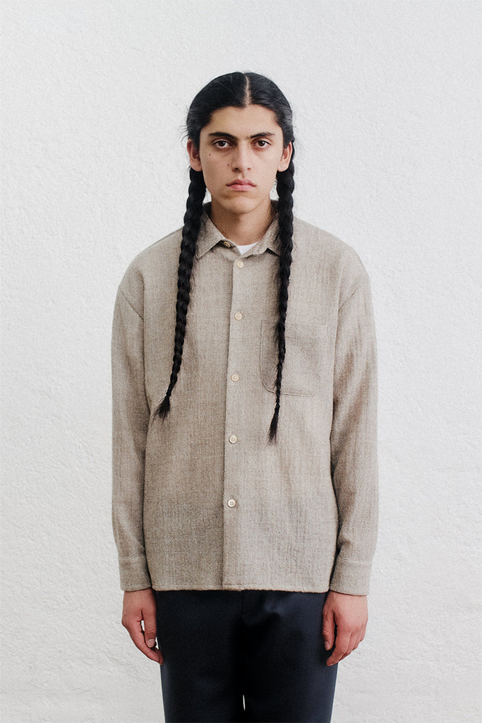 Gusto Wool Shirt - Creme Check