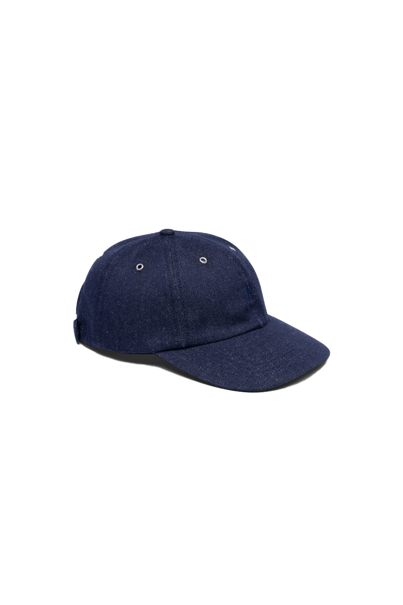 Broken Twill Cotton Linen Denim 6 Panel Cap - Indigo