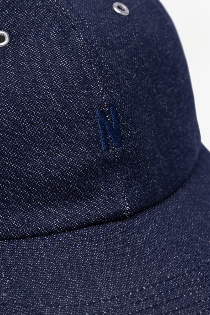 Broken Twill Cotton Linen Denim 6 Panel Cap - Indigo