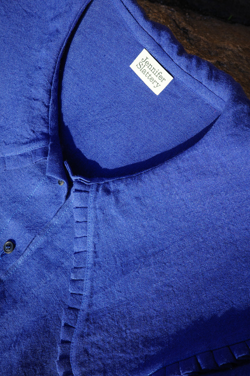 Ella Oversized Collar Top - Cobalt Blue