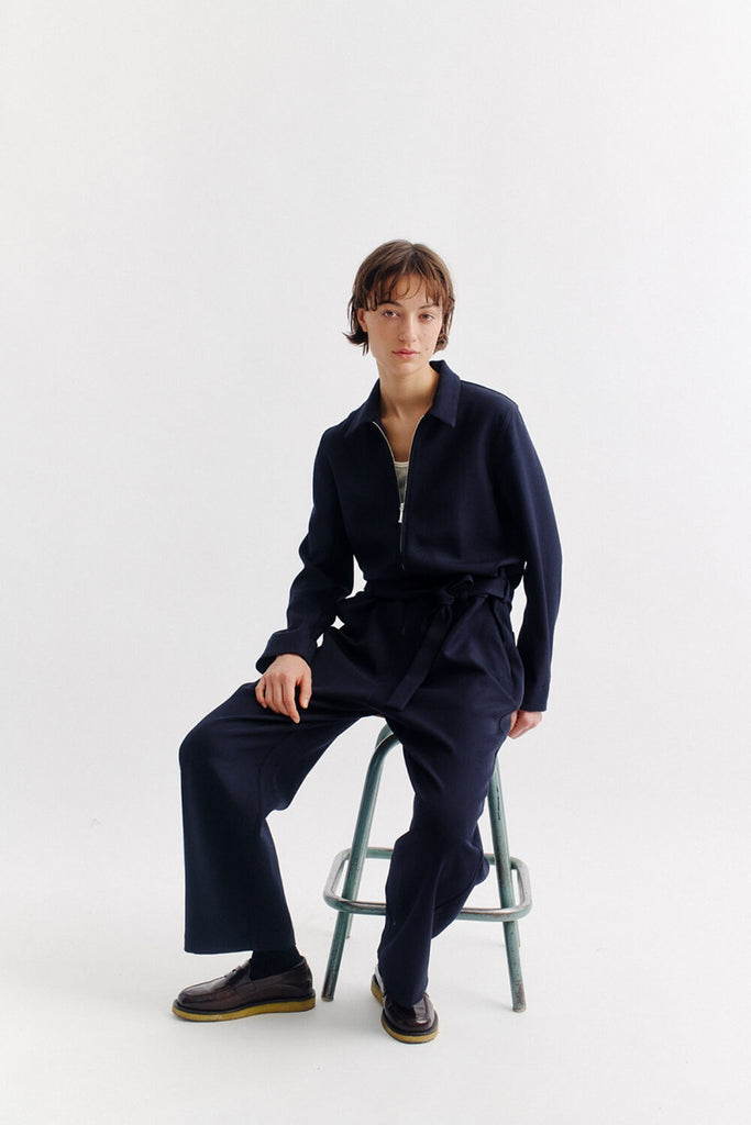 Juliana Virgin Wool Jumpsuit - Navy