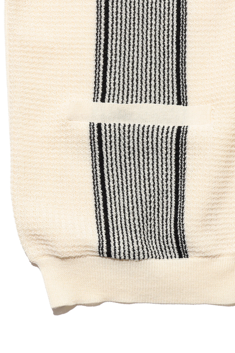 Zip Knit Polo Stripe - Off White
