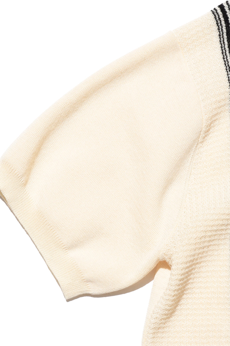 Zip Knit Polo Stripe - Off White