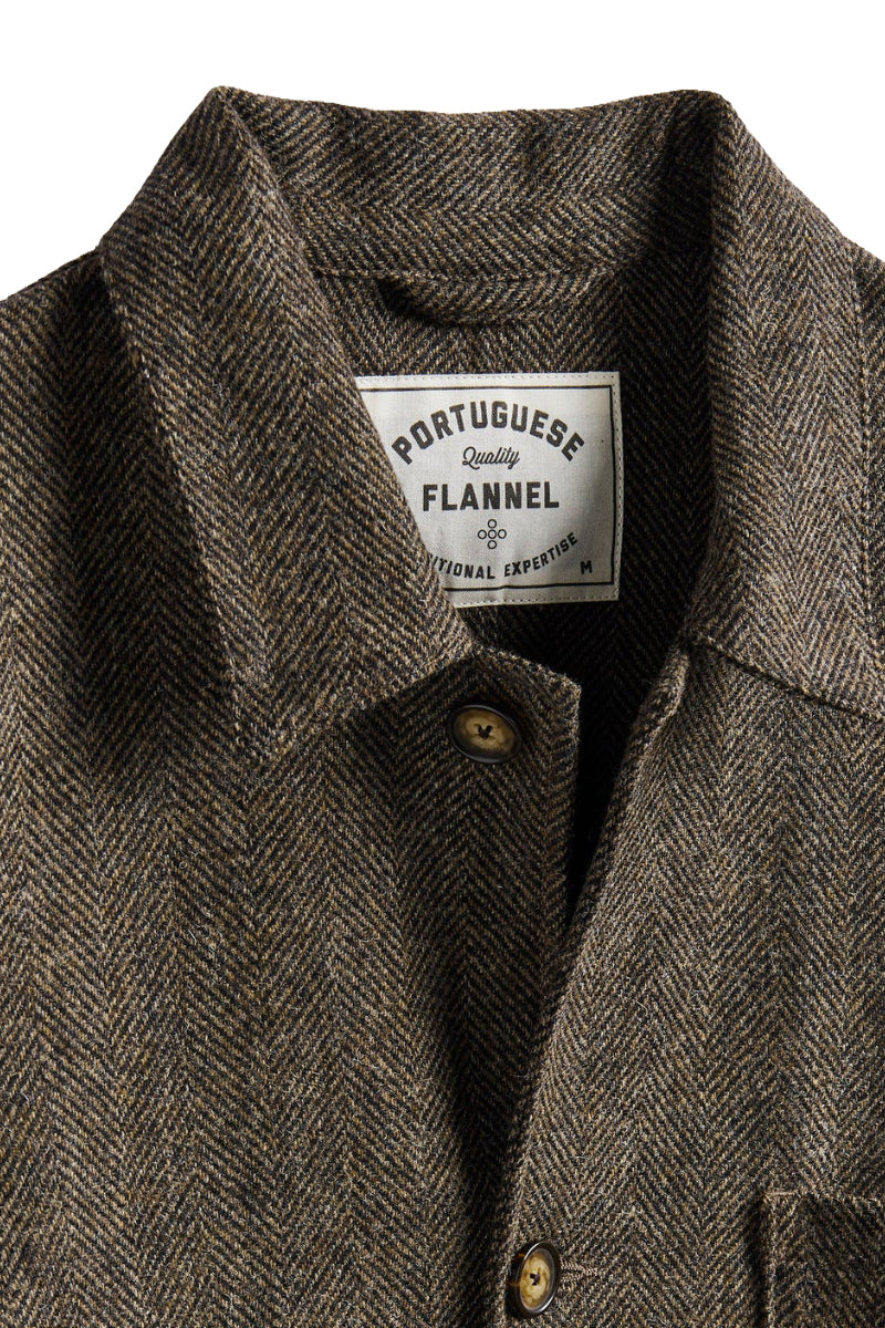 Labura Wool Herringbone Jacket - Brown