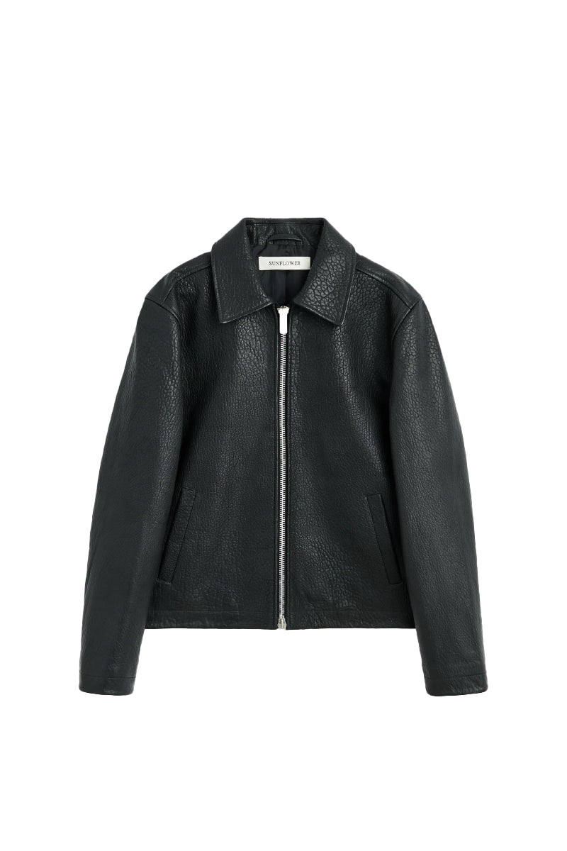 Short Leather Jacket - Black