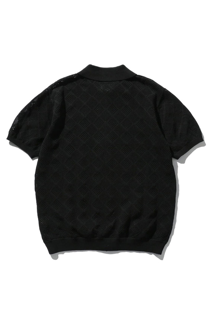 Zip Knit Polo Shirt Mesh - Black