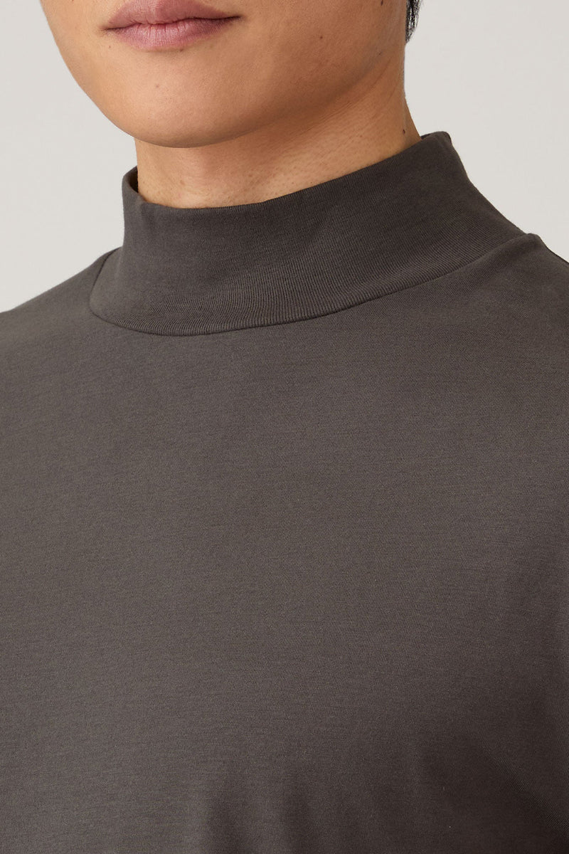 Brushed Mockneck Longsleeve Tee Shirt - Antracite