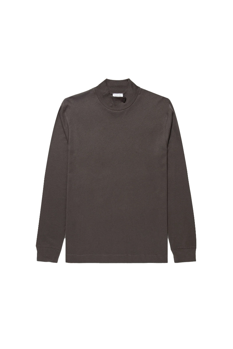 Brushed Mockneck Longsleeve Tee Shirt - Antracite