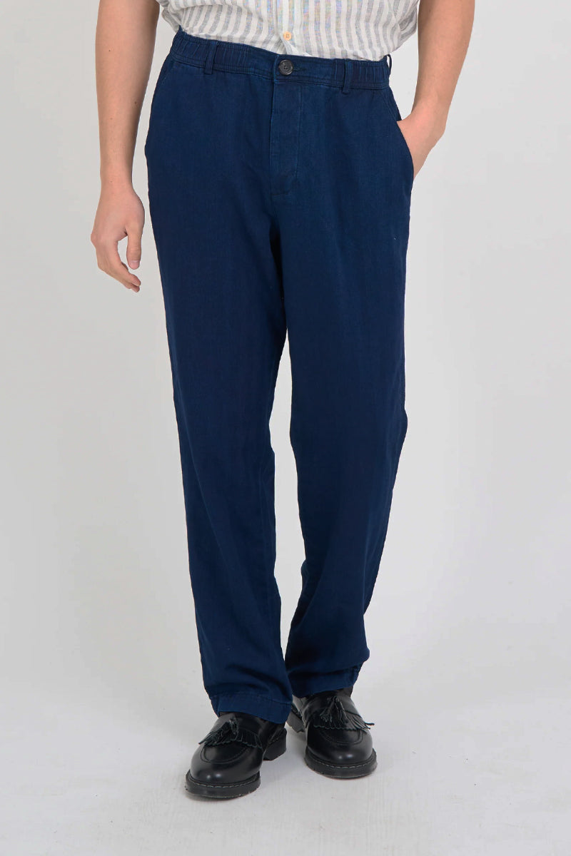 Morton Pleated Trousers - Indigo Blue