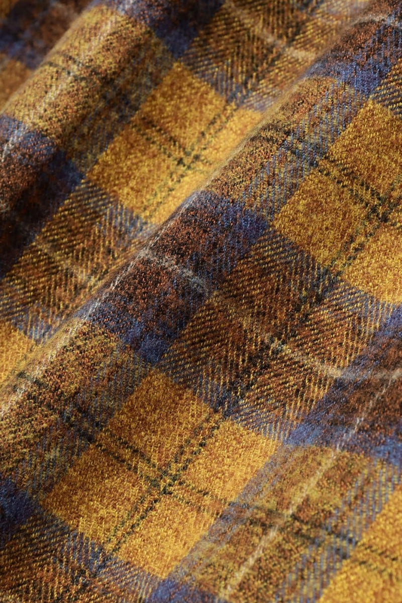Herringbone Plaid Button Down Shirt - Mustard Check