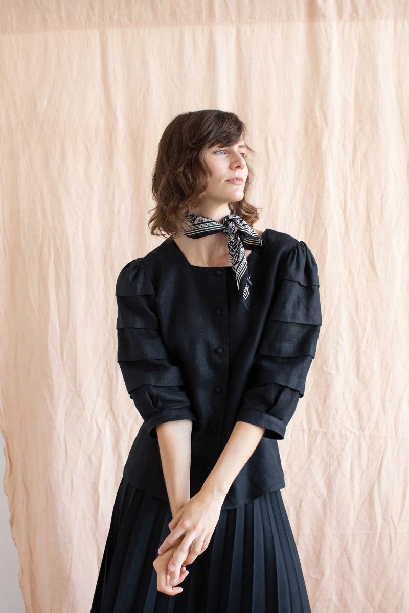 Nancy Top - Black Irish Linen