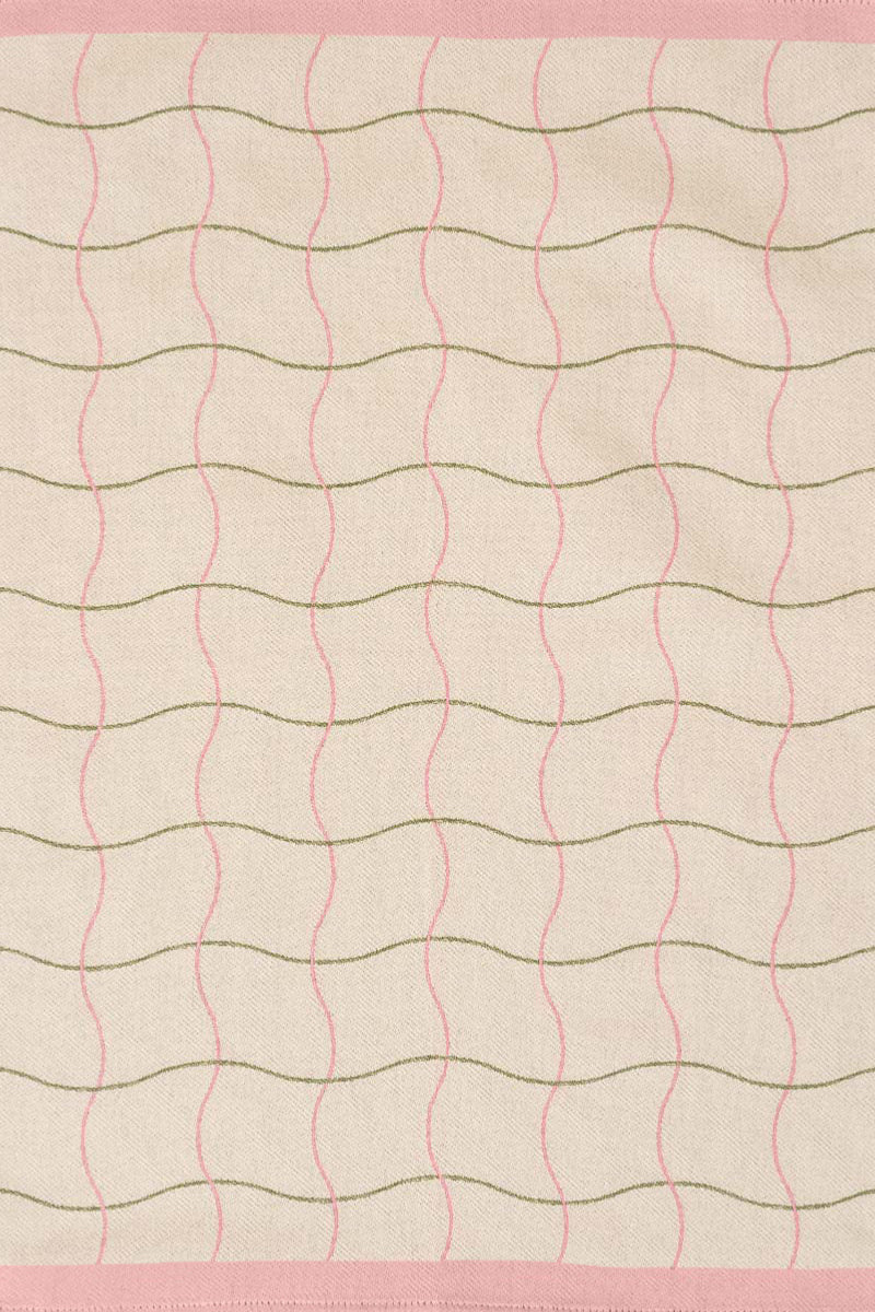 Wave Grid Cotton Tea Towel - Natural