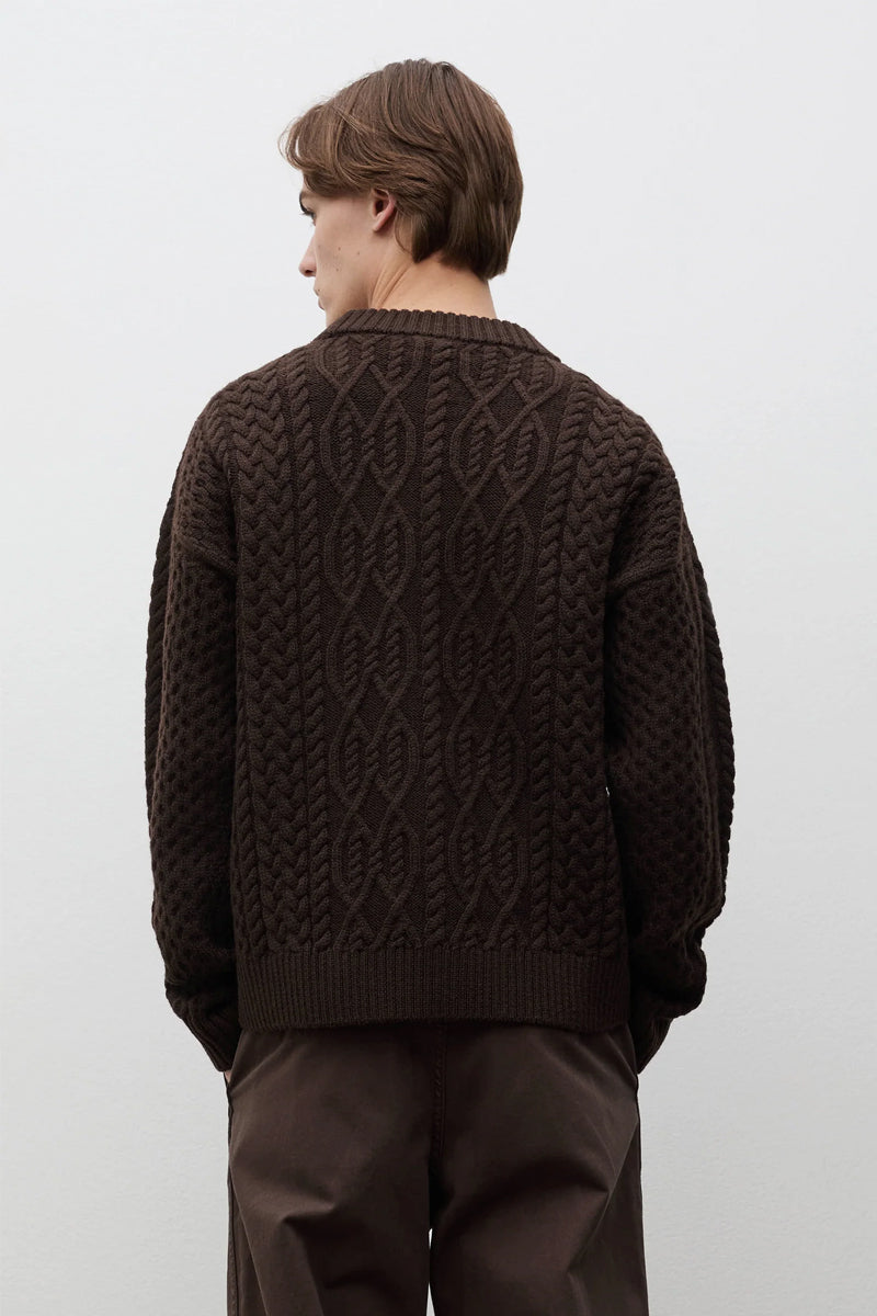 Nordhavn Aran Crewneck Sweater - Delicioso Brown