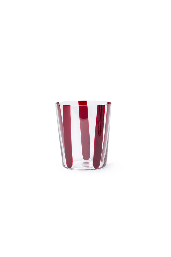 Nova Striped Glass (360ml) - Burgundy (Set of 4)