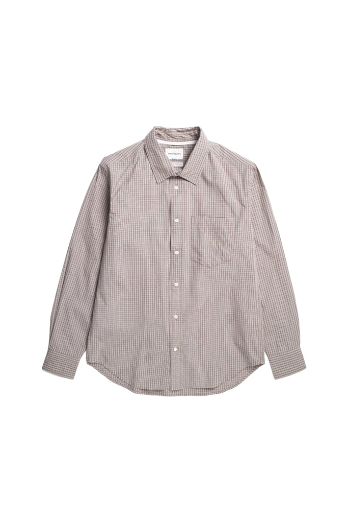 Ole Oversize Poplin Check Shirt - Walnut