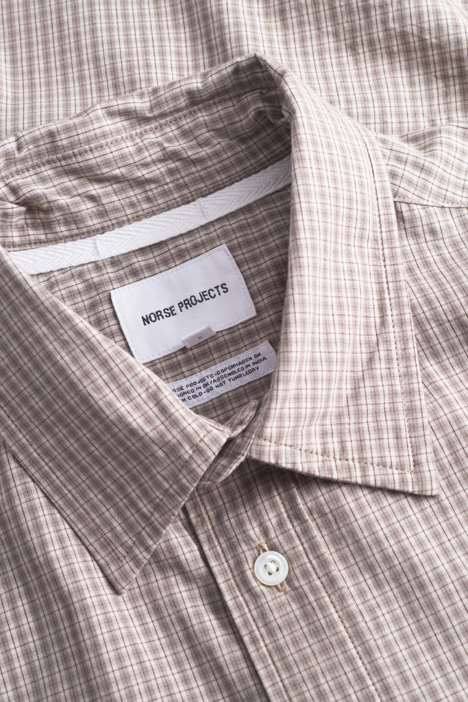 Ole Oversize Poplin Check Shirt - Walnut