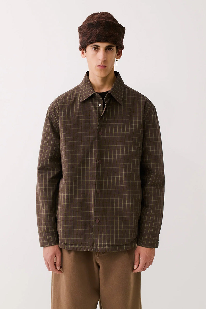 Olkay Quilted Overshirt - Olive Burgundy Check
