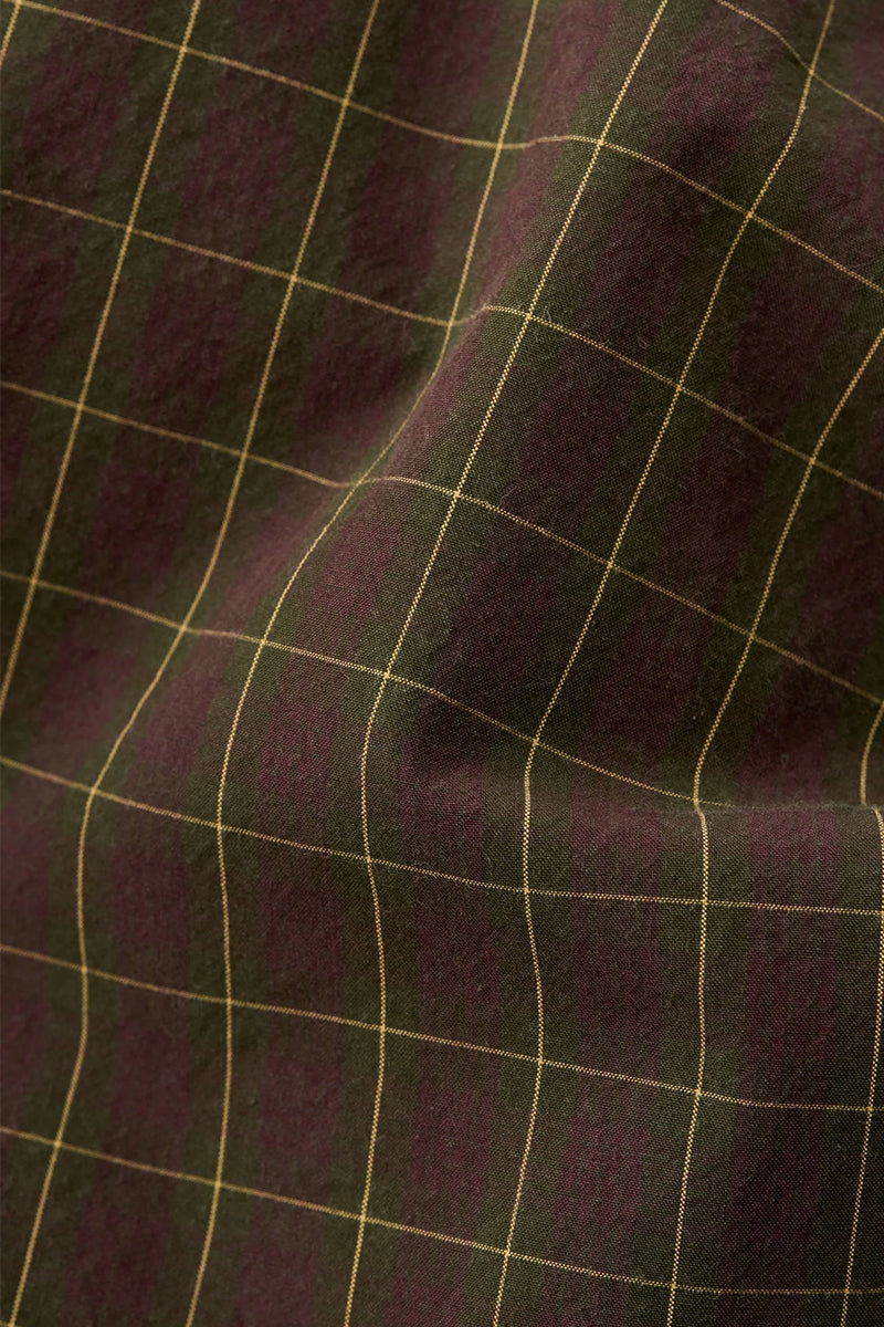 Olkay Quilted Overshirt - Olive Burgundy Check