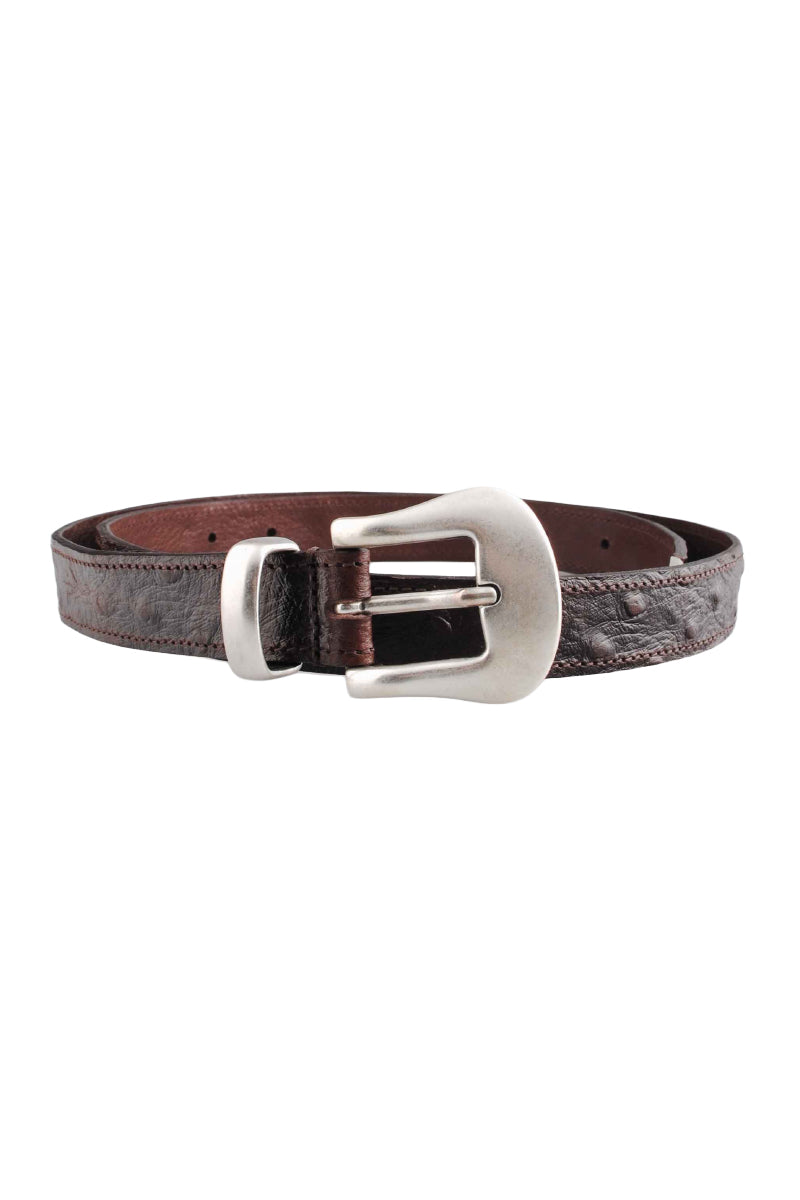Molebo M2474 Belt - Brown Ostrich Embossed Leather