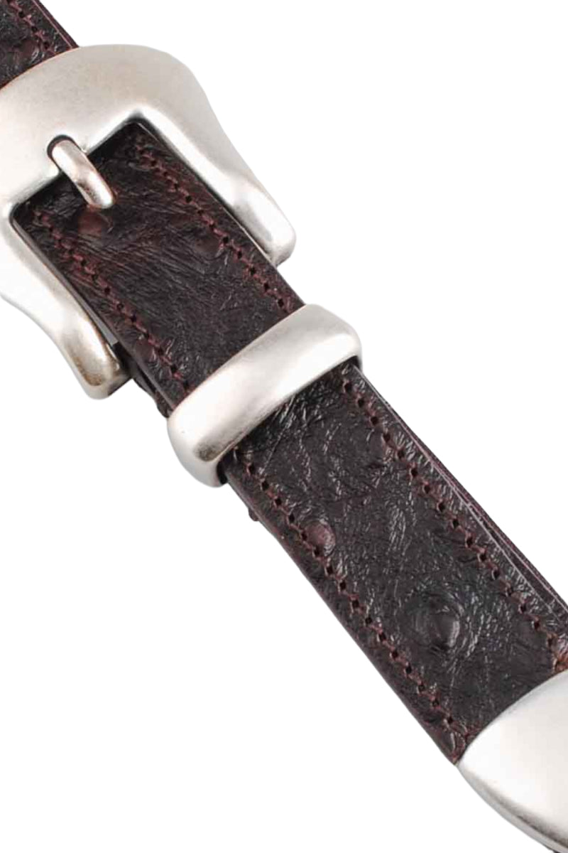 Molebo M2474 Belt - Brown Ostrich Embossed Leather