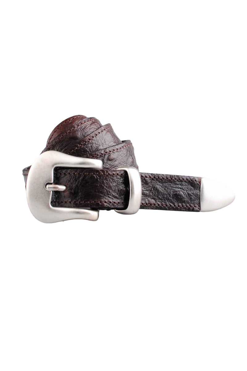 Molebo M2474 Belt - Brown Ostrich Embossed Leather