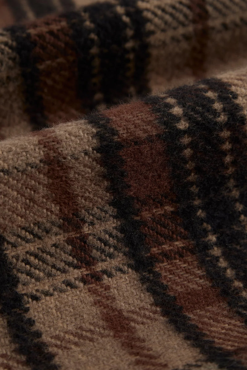 Stalia Oversized Button Down Flannel - Brown Check