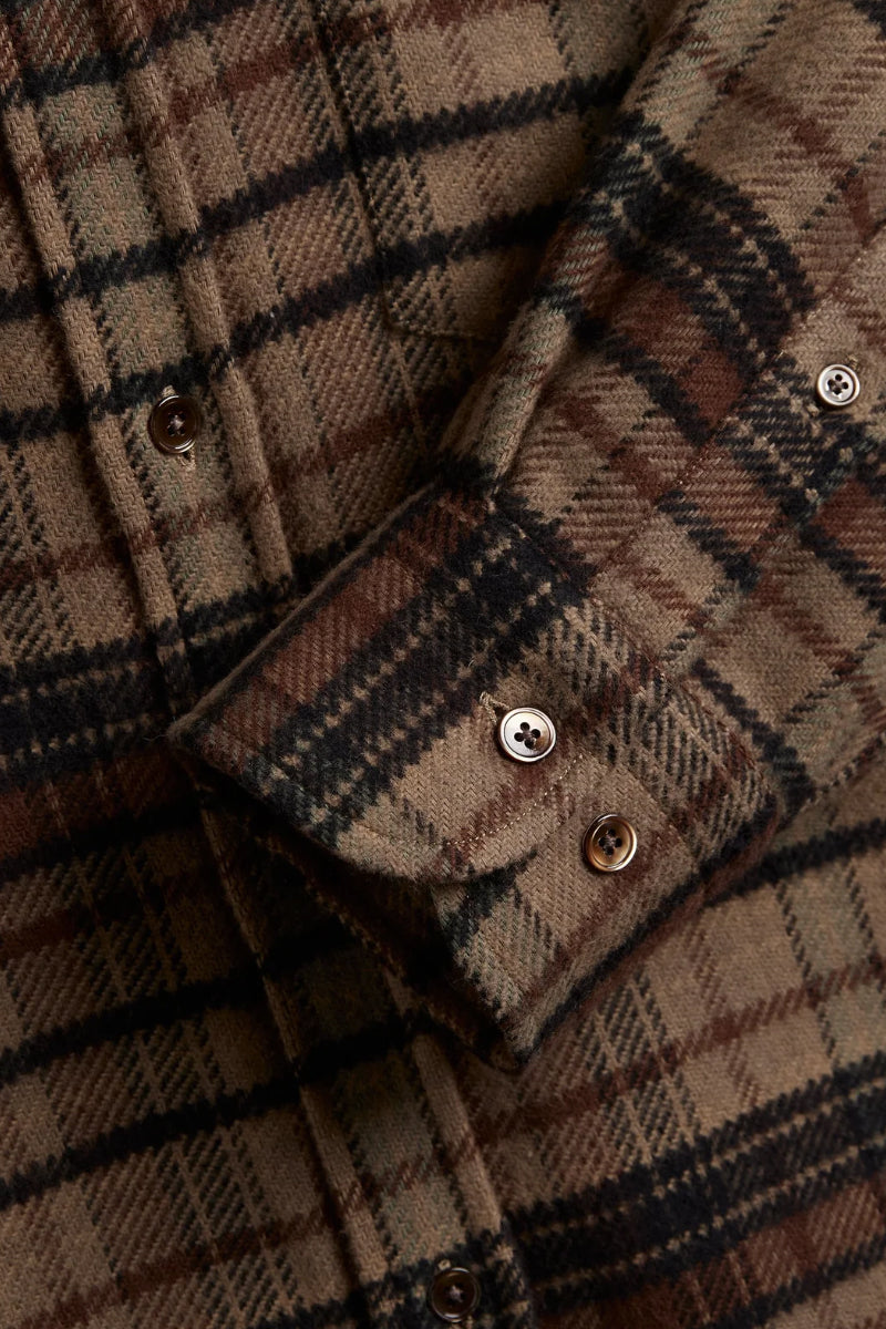 Stalia Oversized Button Down Flannel - Brown Check