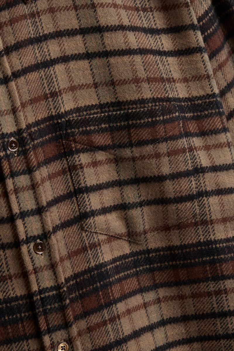 Stalia Oversized Button Down Flannel - Brown Check