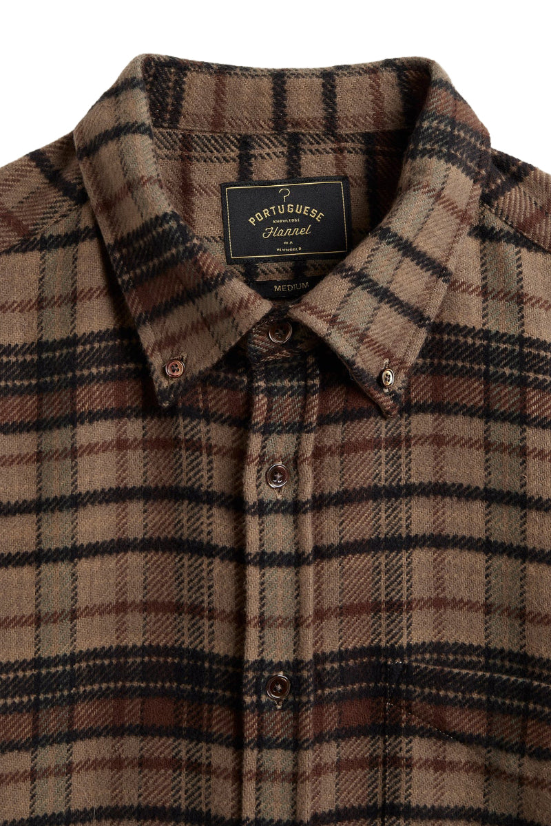 Stalia Oversized Button Down Flannel - Brown Check